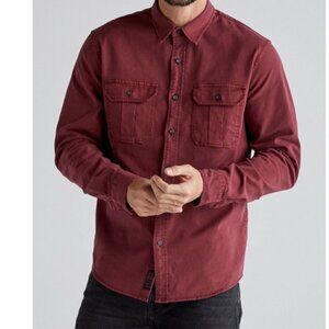 Lucky Brand Montana Miter Workwear Burgundy Red Button Front Shirt XXL 7MD41754
